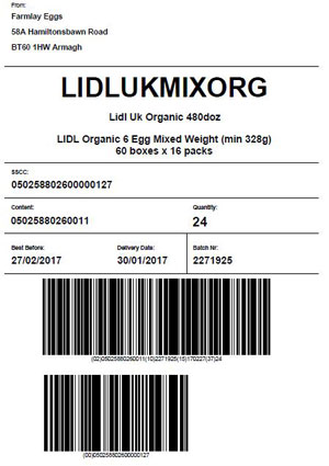 SSCC Pallet Label